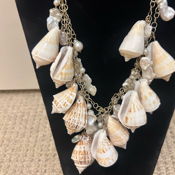 Artisan 14k gold filled natural sea Shell fresh water Pearl...